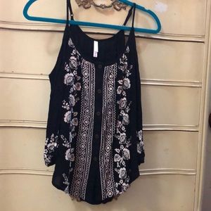 Black Floral cold shoulder blouse